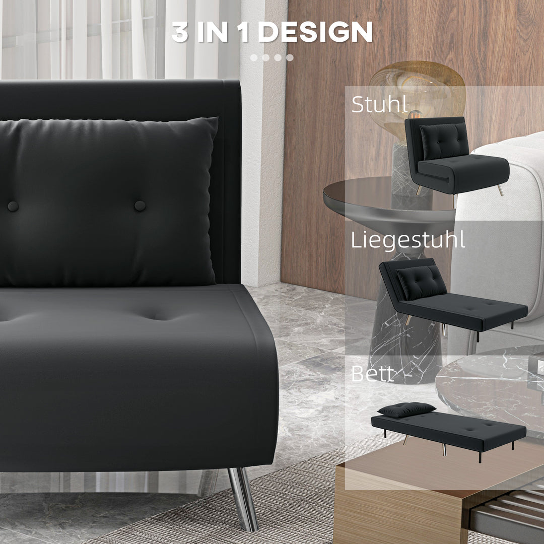 Lænestol med lænefunktion, knapsyninger, linnedlook, 77 cm x 88 cm x 83 cm, sort