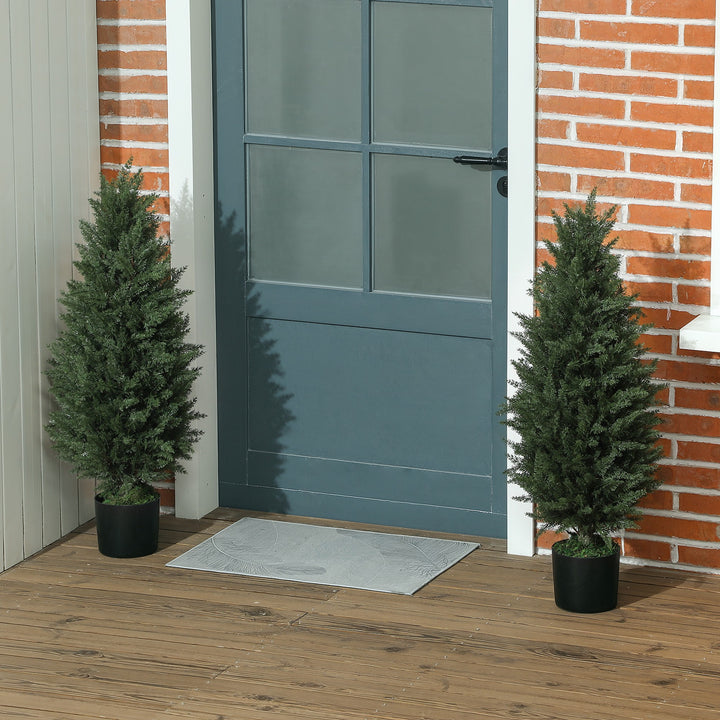 Sæt med 2 kunstige cypresser med 831 blade, med cementpotte, uv-resistent, kunstig plante, 90 cm, grøn