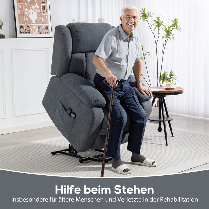 Elektrisk lænestol med løftefunktion, lænefunktion, massagefunktion, 93x91x103 cm, mørkegrå