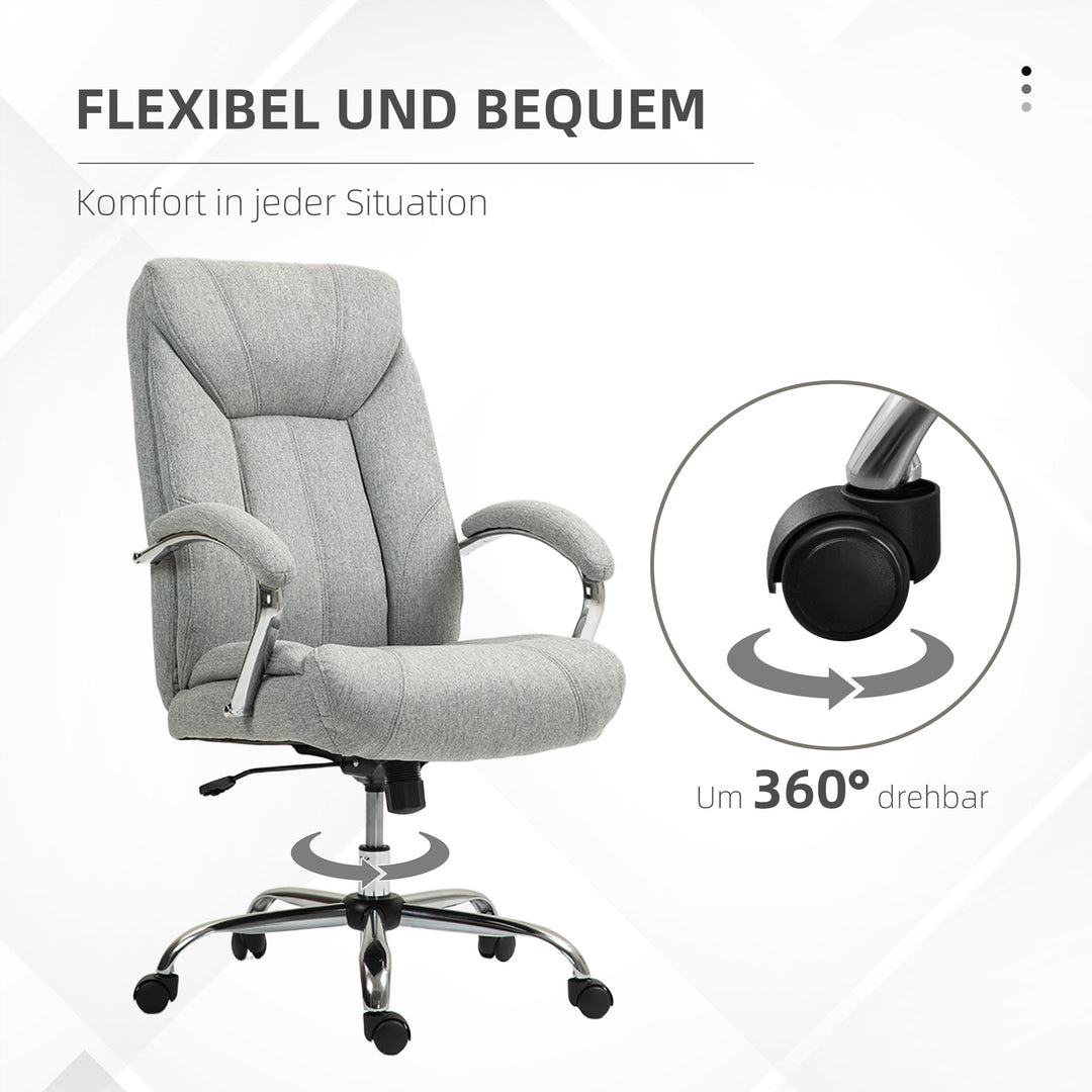 Ergonomisk kontorstol, høj ryg, åndbart betræk, justerbar højde, grå
