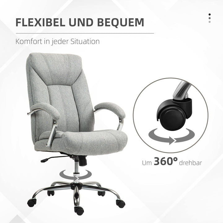 Ergonomisk kontorstol, høj ryg, åndbart betræk, justerbar højde, grå