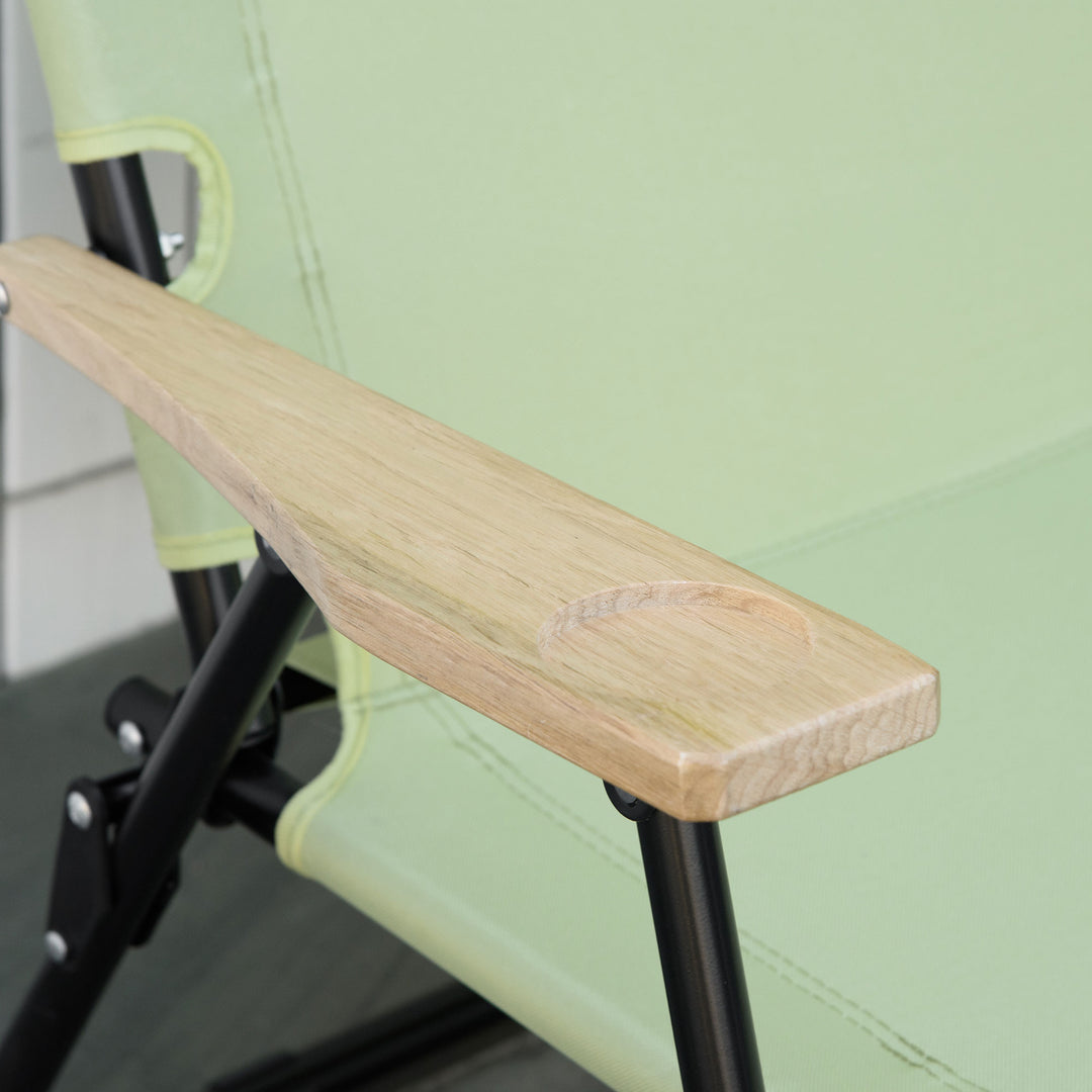 2-Personers foldbar campingstol med kopholder, 141 x 67 x 80 cm, grøn