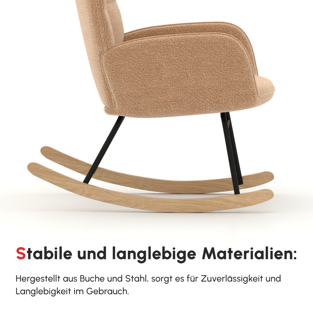 Retro gyngestol, massivt træ, lænestol, afslappende lænestol, 98 cm x 71 cm x 101 cm, brun
