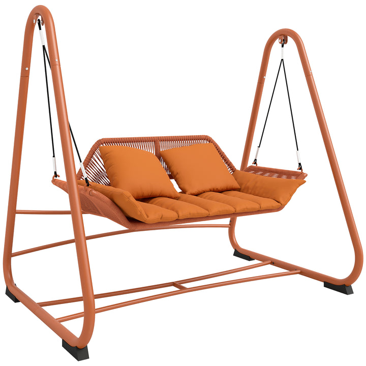 Hollywood gynge, havegynge med hynder, stel, til haven, balkon, 174 x 120 x 162 cm, metal, terrakotta