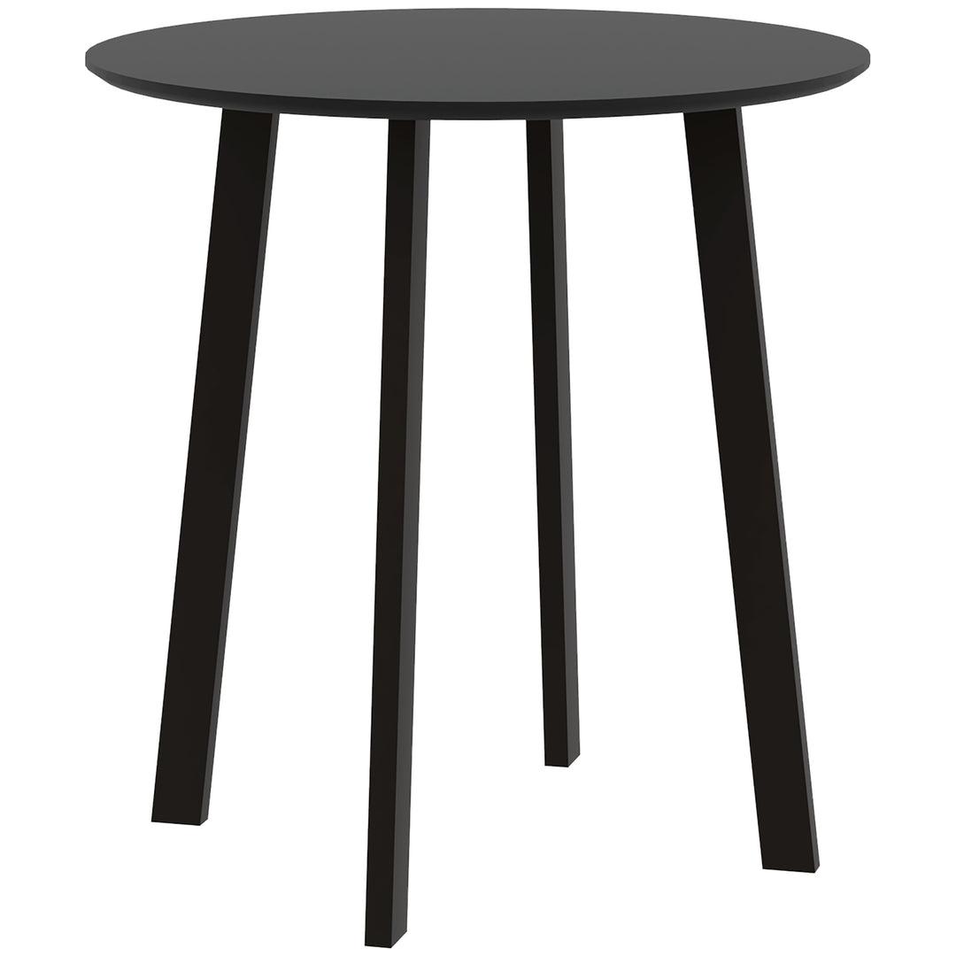 Spisebord til 2 personer, hvid bordplade, metalben med fodkapper, Ø72 x 75H cm, sort
