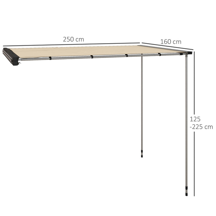 Biltelt, tagtelt, vejrbestandigt, 160 x 250 x 125-225 cm, khaki