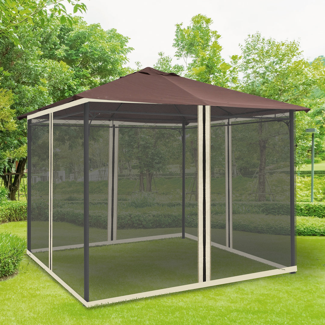Myggenet til 3x3 pavillon, 4 sidepaneler, insektnet med kroge og lynlås, insektbeskyttelse, nylonnet, sort