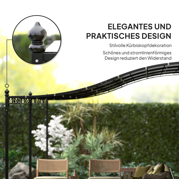 3 X 5 m pergola, fleksibelt havetag med vandtæt presenning og metalramme, skygge, mørkegrå
