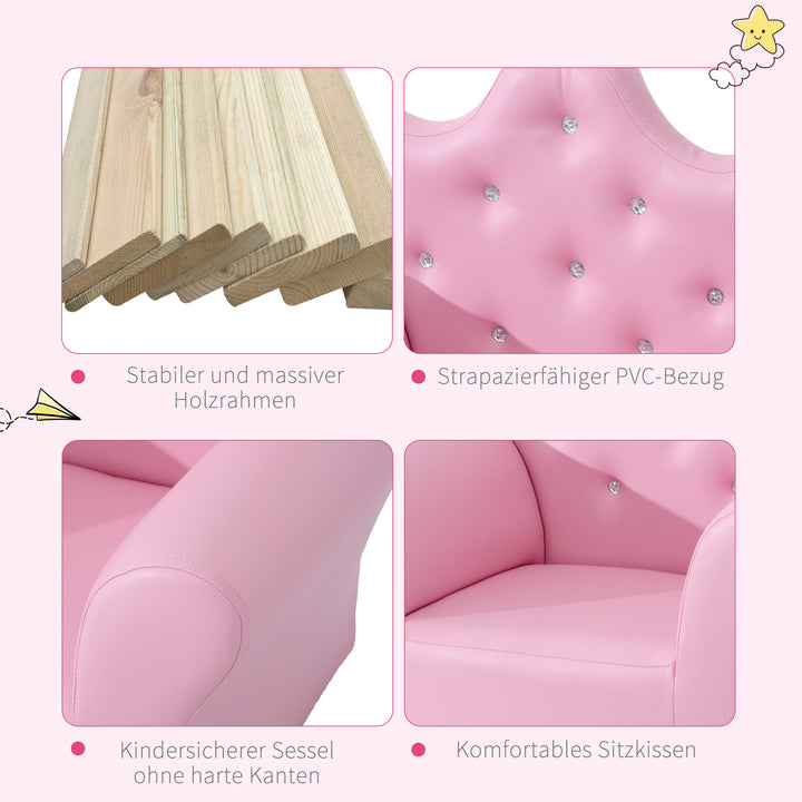Legesofa til børn, børnesofa med fodskammel, børnesofa prinsesselegesofa børnesofa minisofa til hyggehjørne, børneværelse, legerum, soveværelse, lyserød