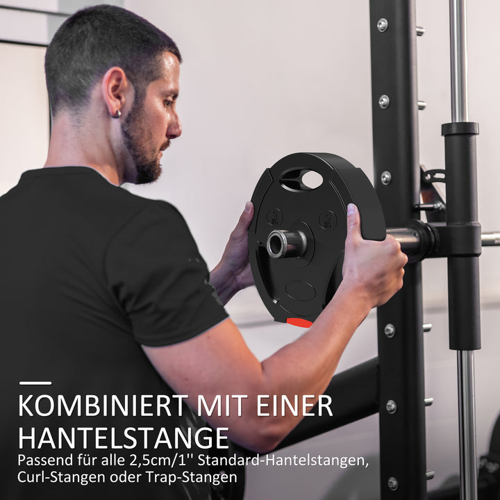 4-Delt vægtskivesæt til træning, fitnesscenter, hjemmetræning, styrketræning, 2 x 7,5 kg og 2 x 5 kg, sort