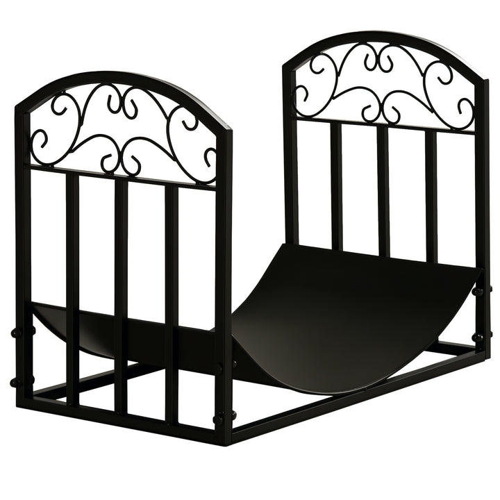 Brændehylde brændestativ brændehylde 60 kg bæreevne brændeopbevaring pejsværktøj metal sort 60,5 x 36 x 46,5 cm