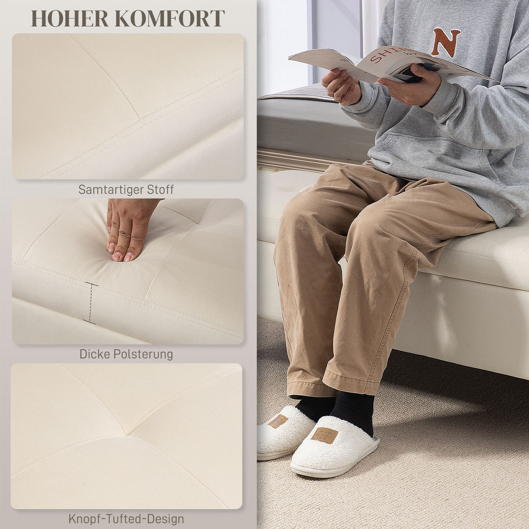 Bænk med opbevaringsplads, lasteevne op til 120 kg, 120 x 44 x 44,5 cm, beige