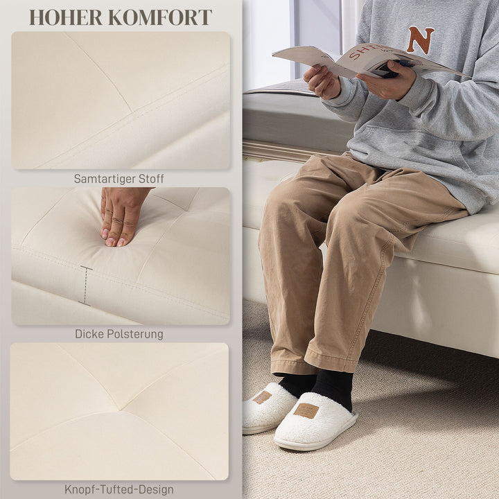 Bænk med opbevaringsplads, lasteevne op til 120 kg, 120 x 44 x 44,5 cm, beige