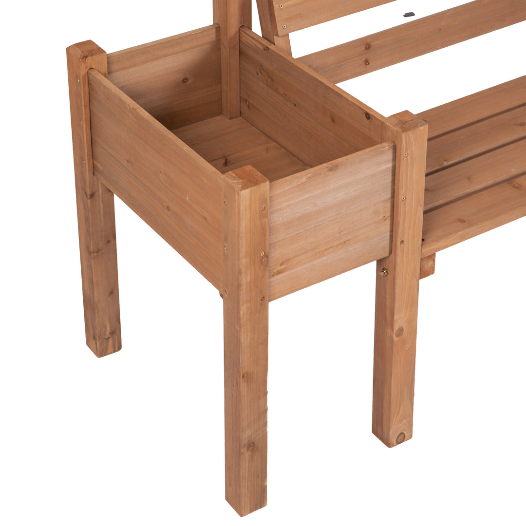 Havebænk, inklusive plantekasser, træ, 184 cm x 59 cm x 95 cm, brun