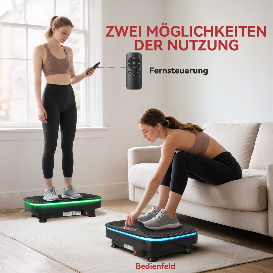 Vibrationsplade med Bluetooth og fjernbetjening – 99 niveauer, sort