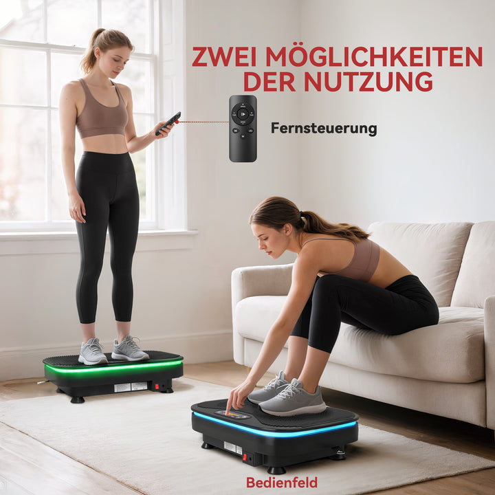 Vibrationsplade med Bluetooth og fjernbetjening – 99 niveauer, sort