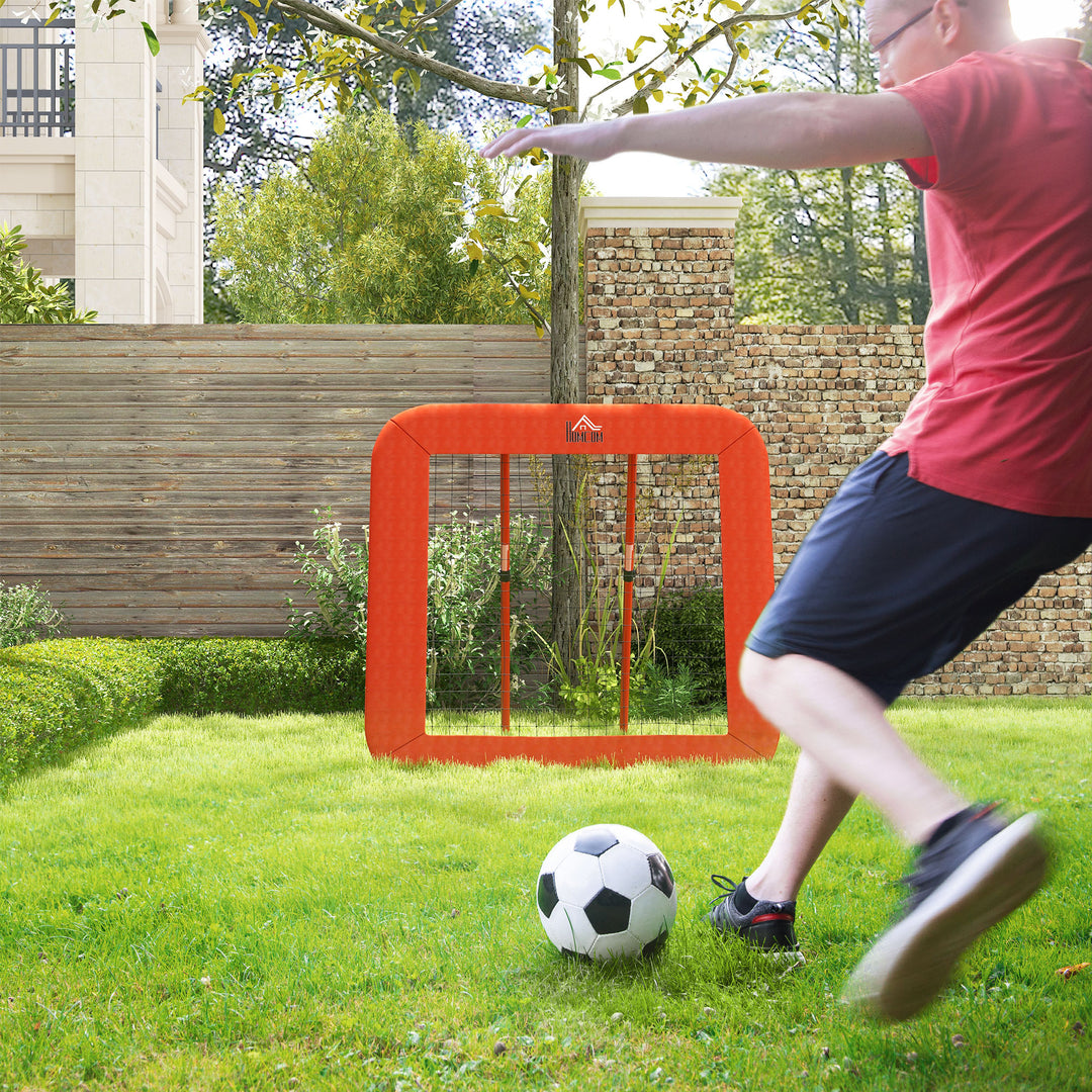 Fodbold rebound net, justerbart, foldbart, metalramme, all-weather pe net, inkluderer pløkker, rød