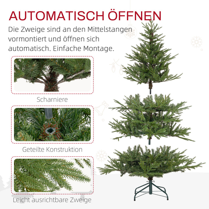 Juletræ 150 cm, realistisk udseende, hurtig montering, inklusive fod, brandhæmmende plast