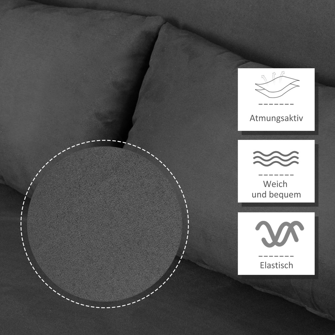 Sovesofa med justerbar ryglæn, pyntepuder, sofa med sovefunktion, fløjlslook, armlæn, gæsteseng, klapstol til stue, soveværelse, grå