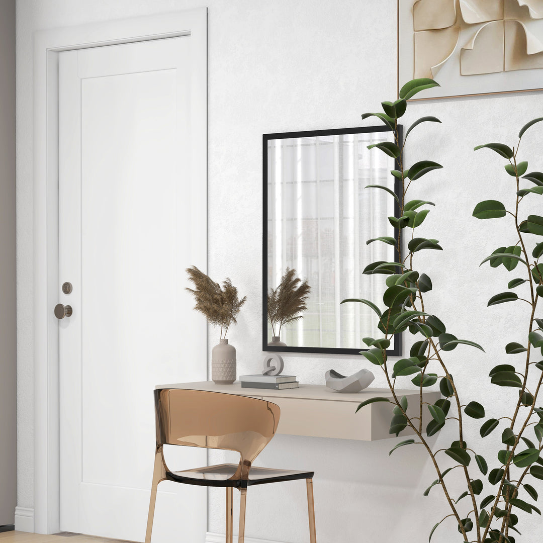 Vægspejl, dekorativt hængespejl, 60 x 80 cm, sort