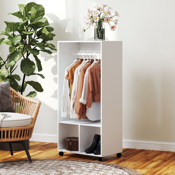 Garderobe, 60 cm x 40 cm x 127 cm, 1 garderobestang, 2 hylder, hvid