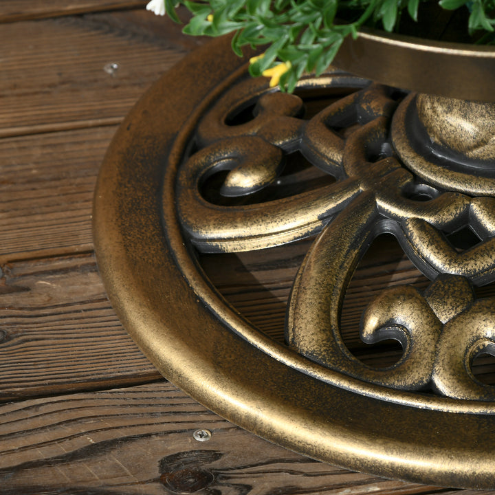 Fuglebad/fuglehus/foderbakke, vejrbestandig, 2 bakker, vintage design, 50 x 50 x 110 cm, bronzefarvet