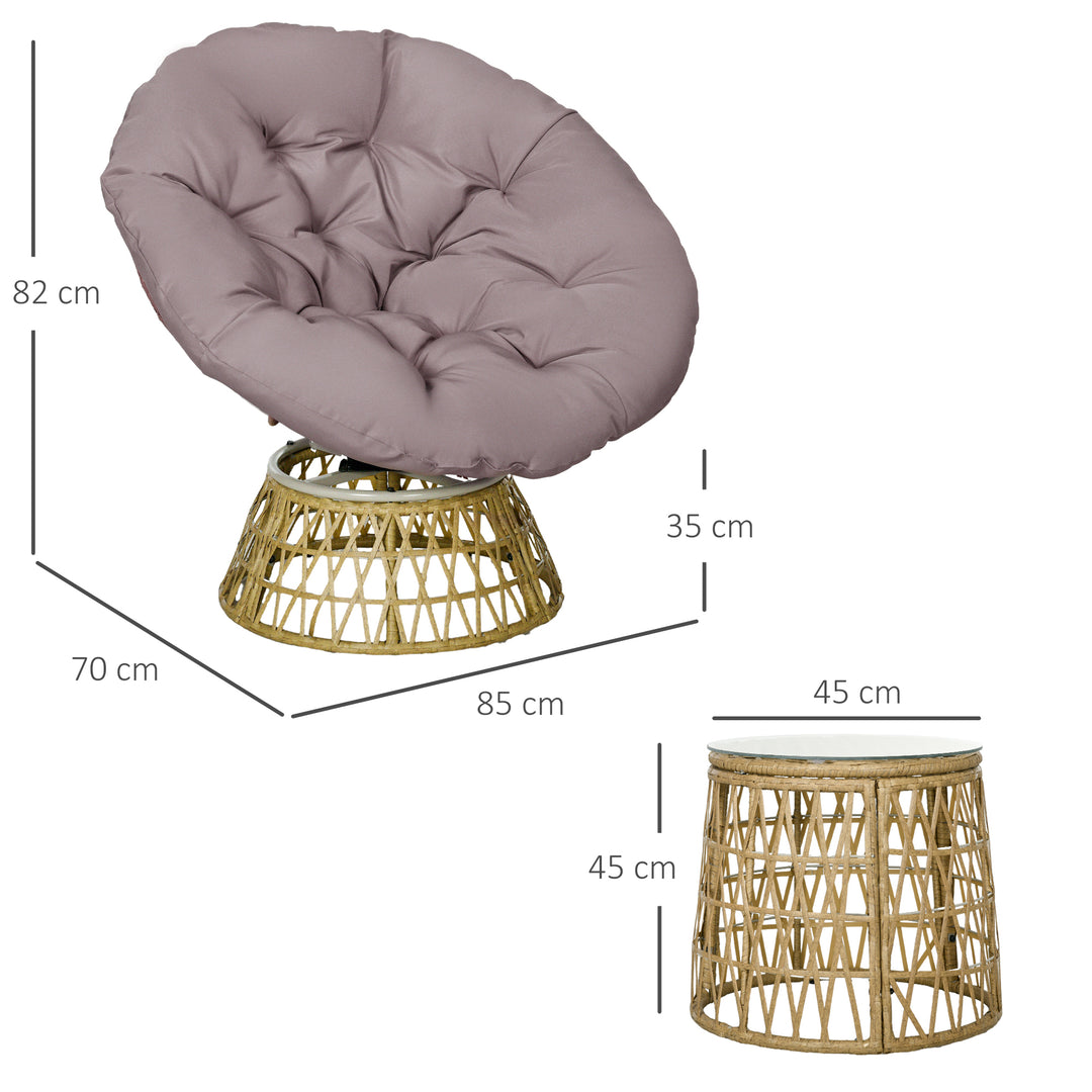 Bistrosæt balkonsæt terrassesæt vejrbestandigt aftagelige puder 85cm x 70cm x 82cm natur + lysebrun