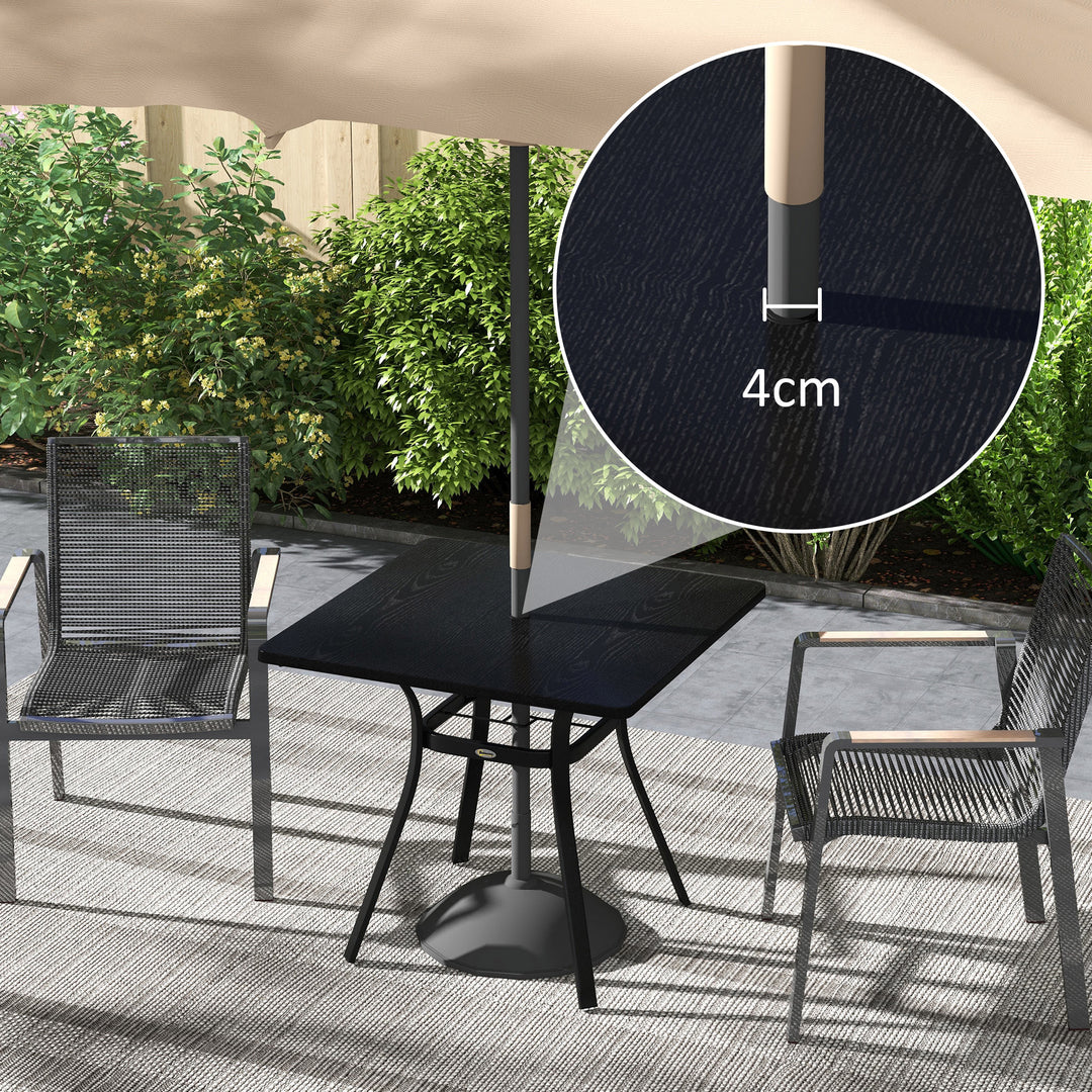 Udendørsbord til 4 personer, stålstel, 80L x 80B x 72H cm, sort