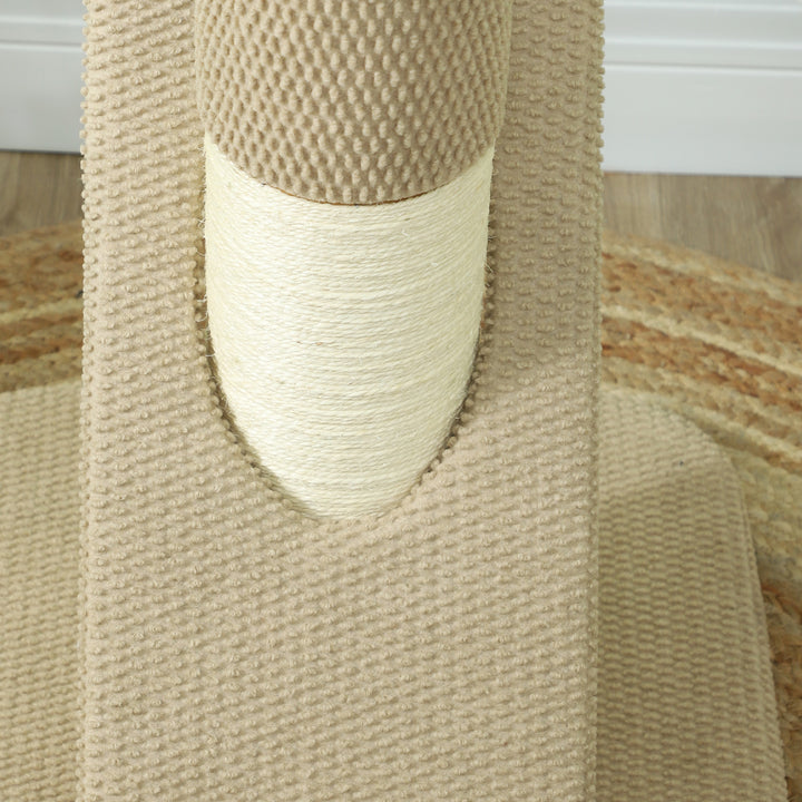 Kradsetræ til katte med måtte, stolpe og legebold, tæppe og sisal, 84 cm, lysebrun