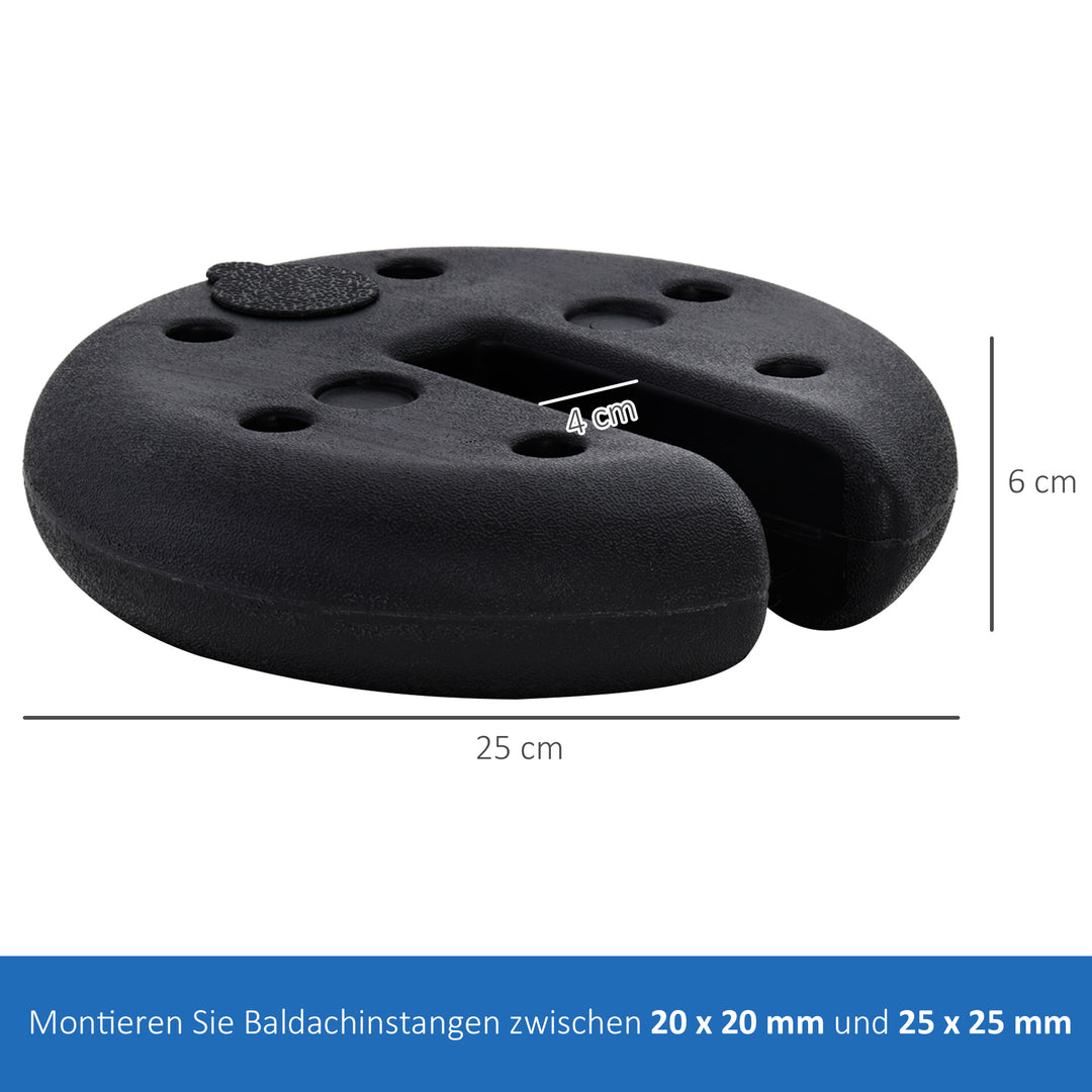 Pavilion base 4 stk. vægt partytelt pavilionvægt fyldbar op til 5 kg vægte til pavillon vægte til pavilloner 25 x 6 cm sort