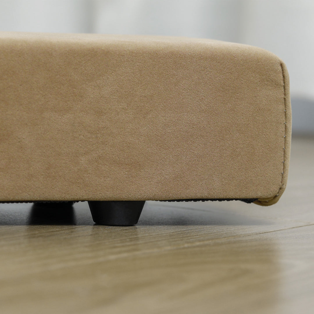 Sammenklappelig balancebom, skridsikker, ruskindsbetræk, holdbart træ, 210 x 10 x 6,5 cm, brun