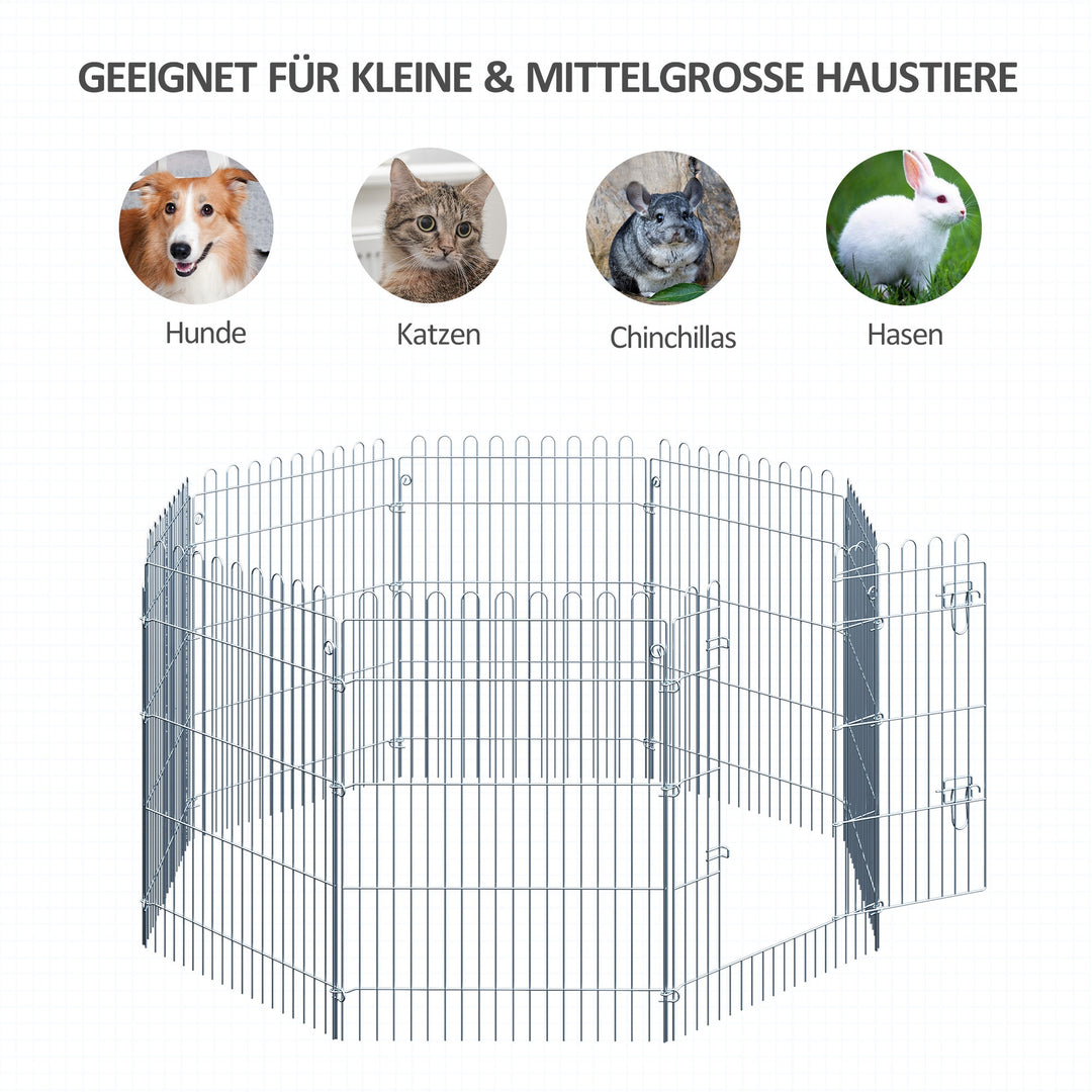 Fritgående indhegning, hvalpegård, hundegård til dyr, 8-delt, 63 x 91 cm