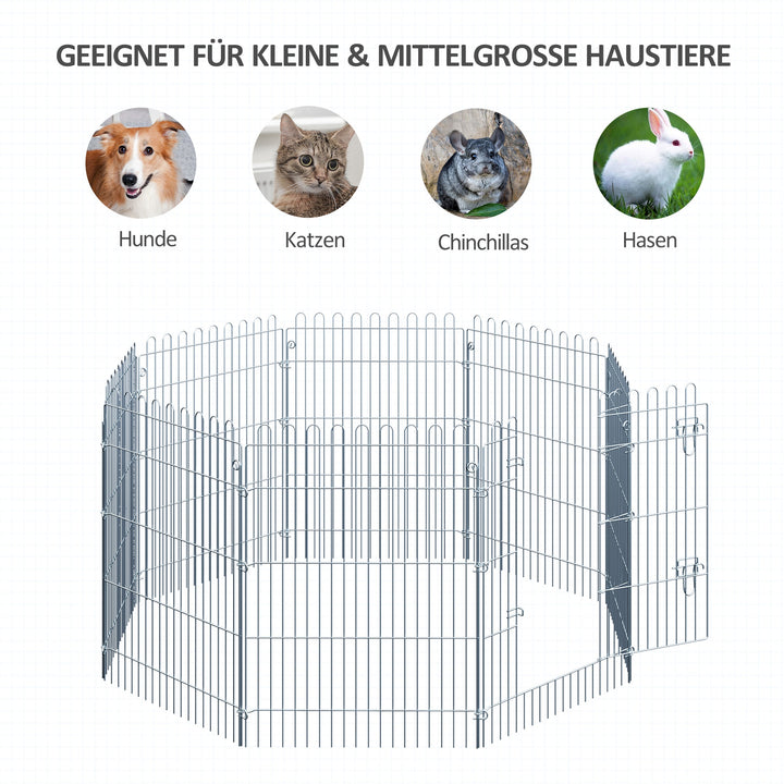 Fritgående indhegning, hvalpegård, hundegård til dyr, 8-delt, 63 x 91 cm