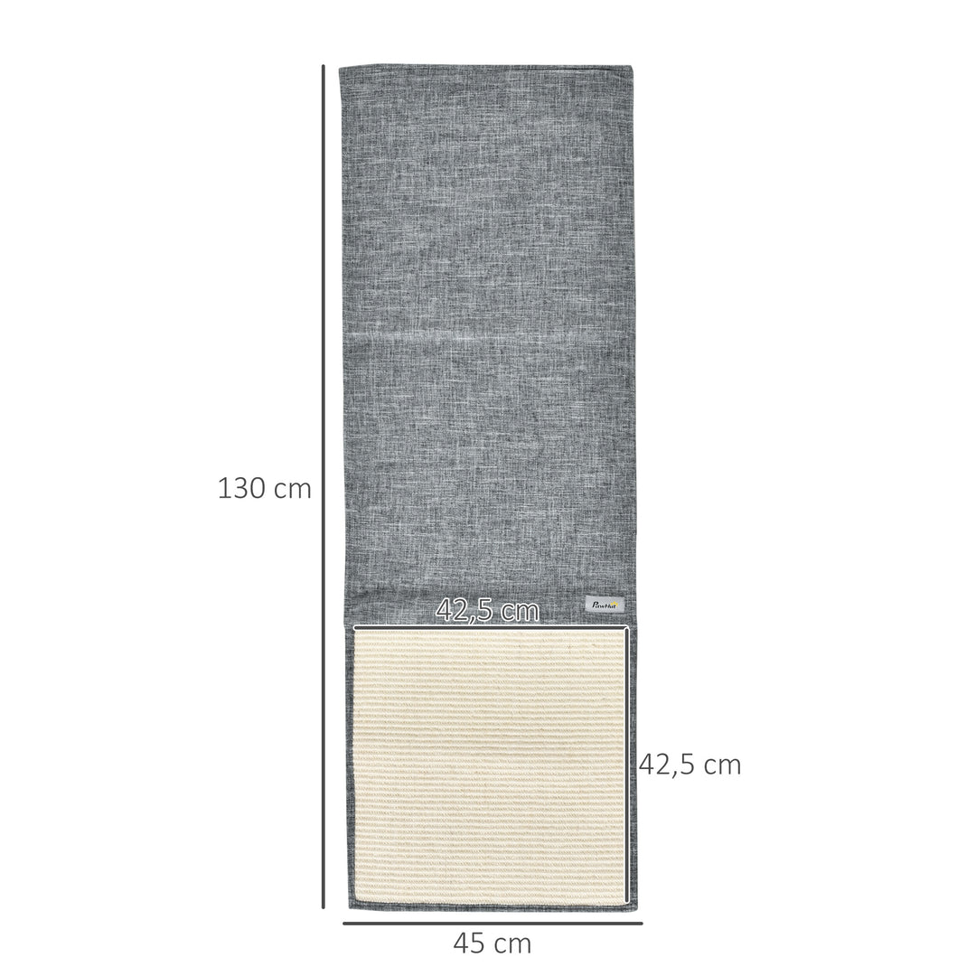 2-Delt kradsemåtte, ridsebeskyttelse til sofa, sisal kradsetæppe til katte, lænestole, sofaer, kradsemåtte til katte, grå, 130 x 45 x 0,3 cm