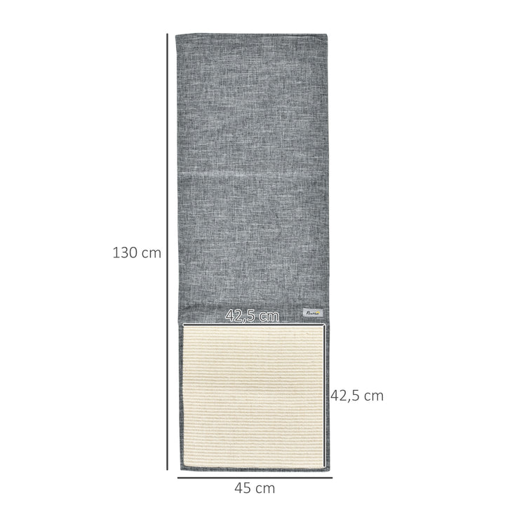 2-Delt kradsemåtte, ridsebeskyttelse til sofa, sisal kradsetæppe til katte, lænestole, sofaer, kradsemåtte til katte, grå, 130 x 45 x 0,3 cm