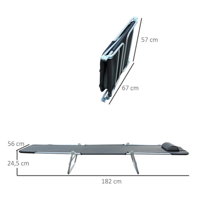 Sammenklappelig liggestol, havestol med nakkestøtte, justerbar liggestol med 5 positioner, campingstol, vægtkapacitet op til 120 kg, egnet til have, balkon og pool, 4 farver (sort)