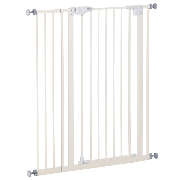 Ekstra høj hundegitter med automatisk lukning, metalramme, 97,5 x 104,1 cm, hvid