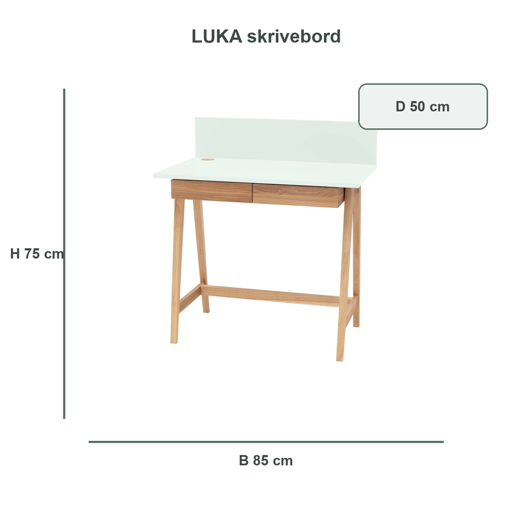 Fleeting Mint-mintgrøn LUKA-skrivebord med verificerede mål