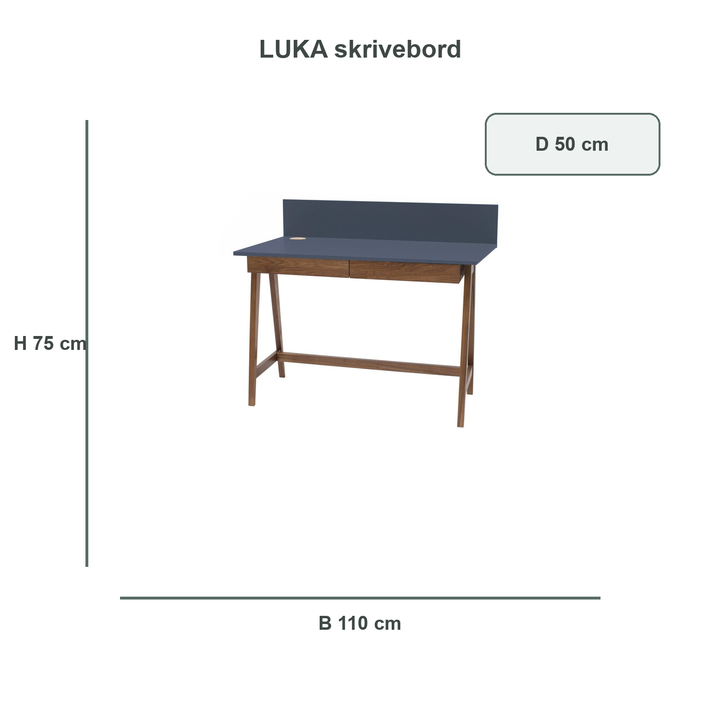 grafit LUKA-skrivebord med verificerede mål