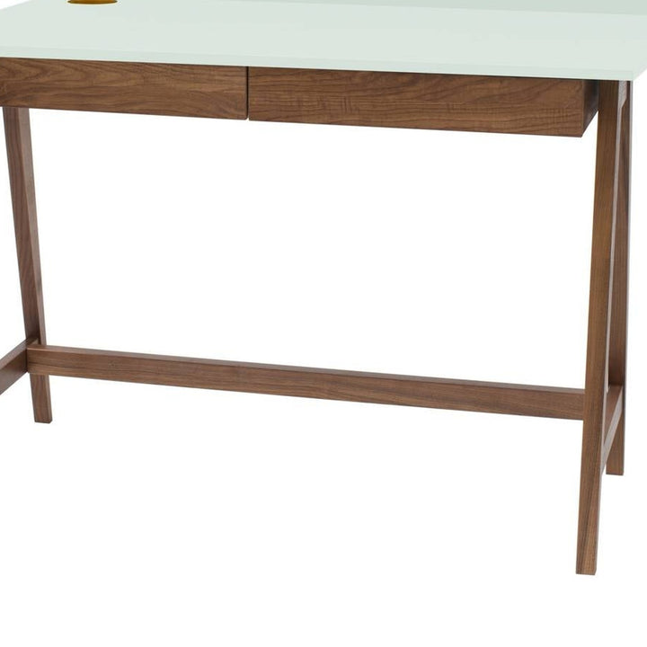 Fleeting Mint-mintgrøn LUKA-skrivebord med detalje af MDF og træ