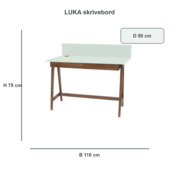 Fleeting Mint-mintgrøn LUKA-skrivebord med verificerede mål
