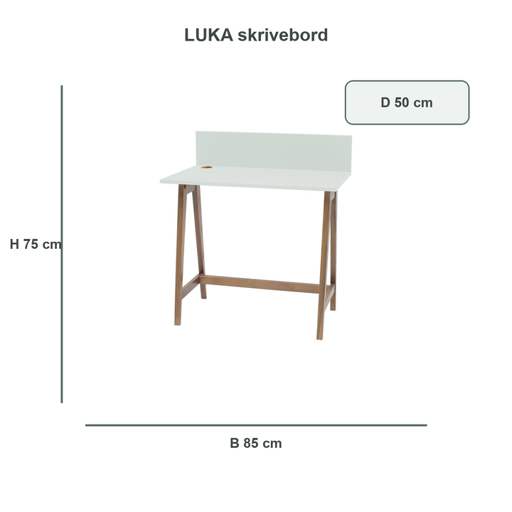 Fleeting Mint-mintgrøn LUKA-skrivebord med verificerede mål
