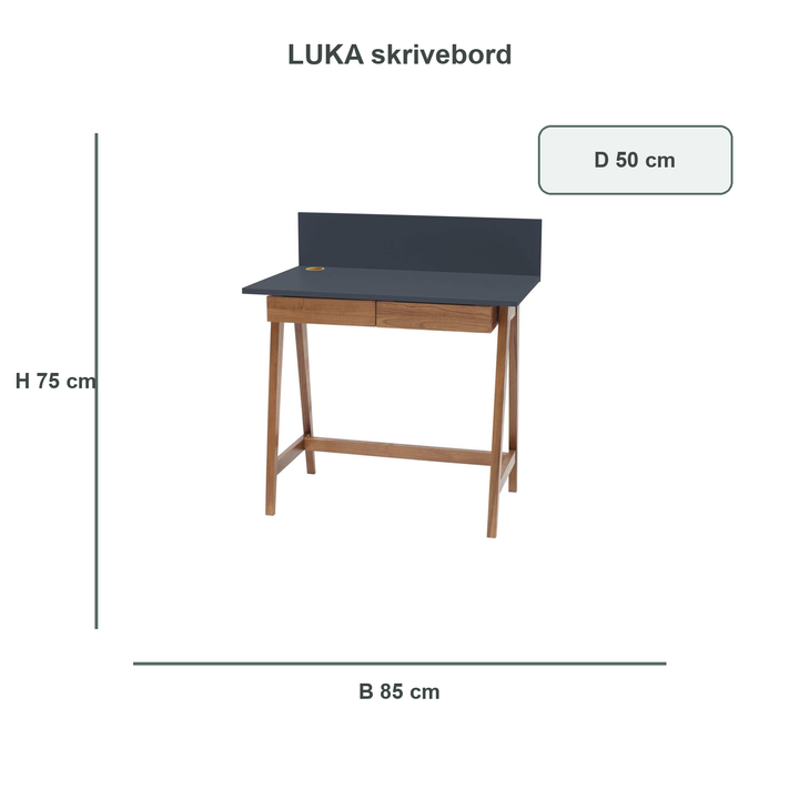 grafit LUKA-skrivebord med verificerede mål
