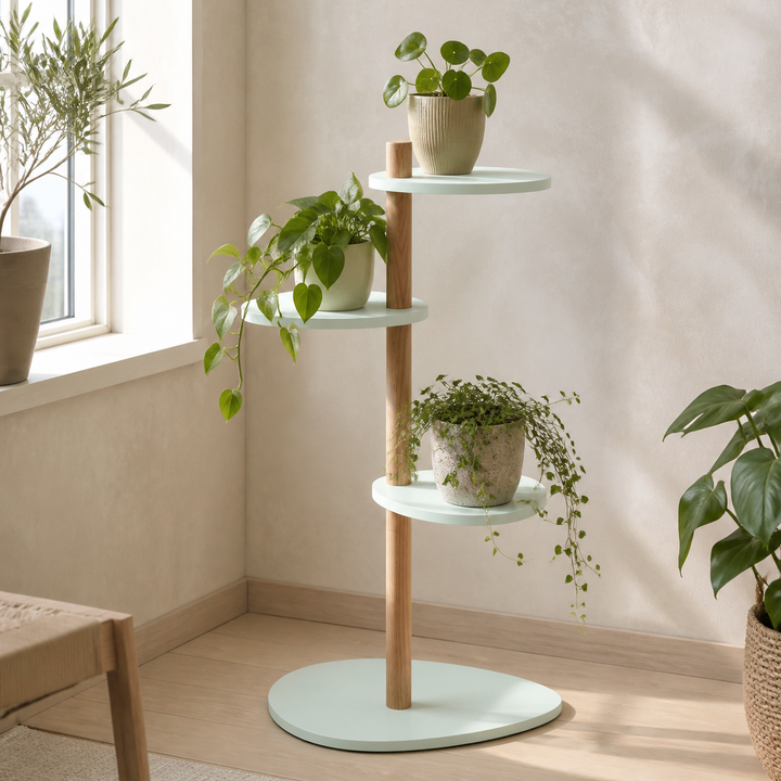 MAGLA 3-lags Asketræ Plant Stand B55 x H91cm Fleeting Mint – funktion eller vigtig anvendelse