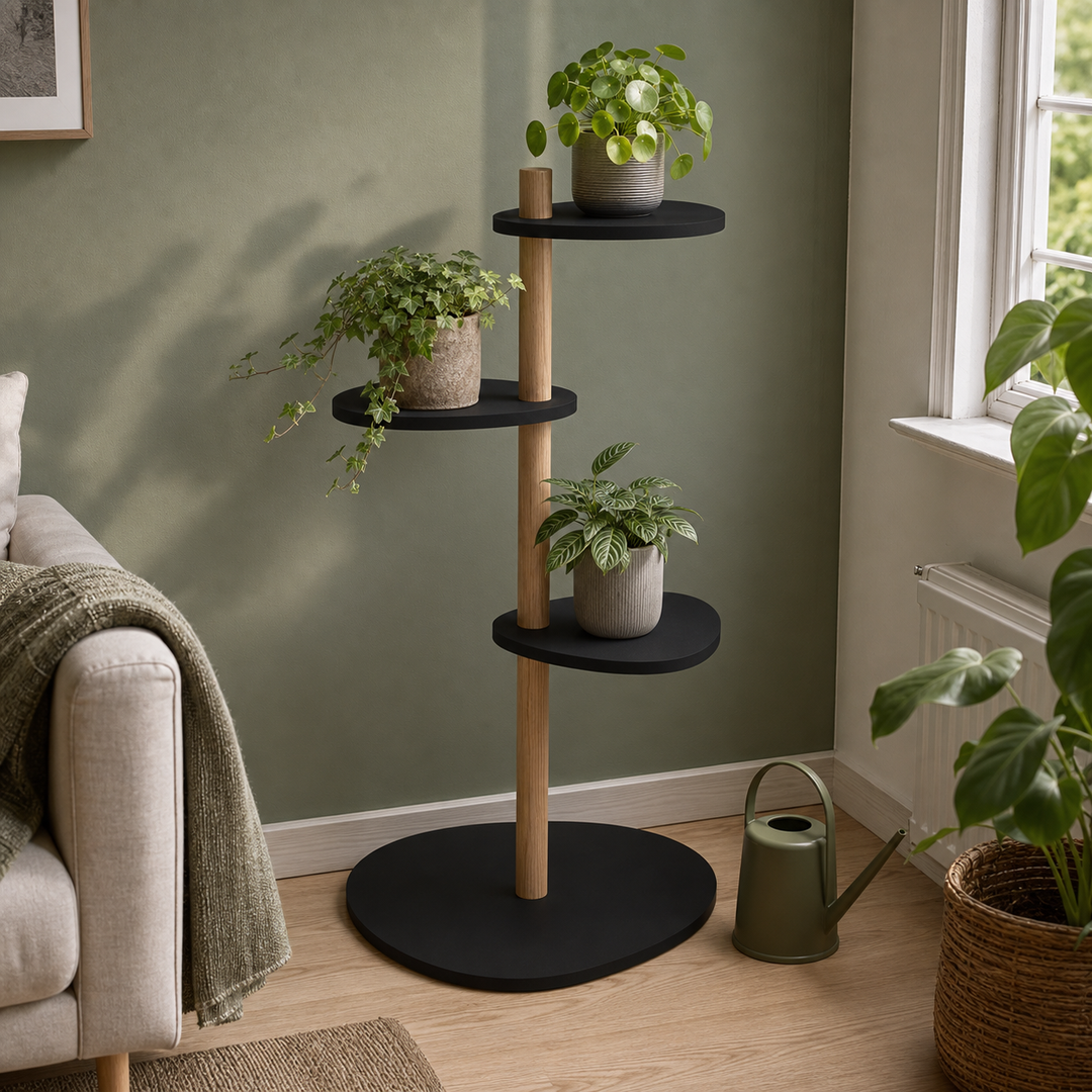 MAGLA 3-lags Asketræ Plant Stand B55 x H91cm Sort – hero