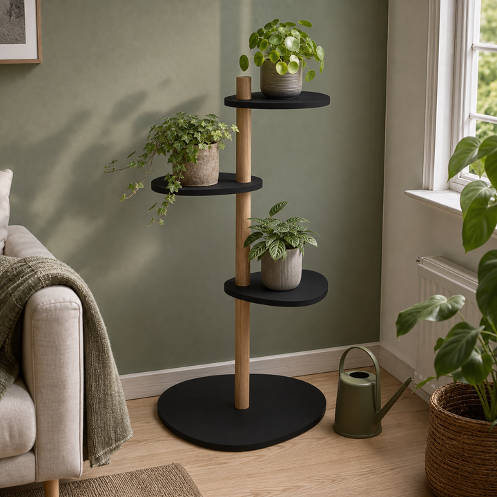 MAGLA 3-lags Asketræ Plant Stand B55 x H91cm Sort – hero