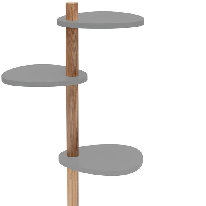 Detalje af MAGLA 3-lags Asketræ Plantestand B55 x H91cm Betongrå