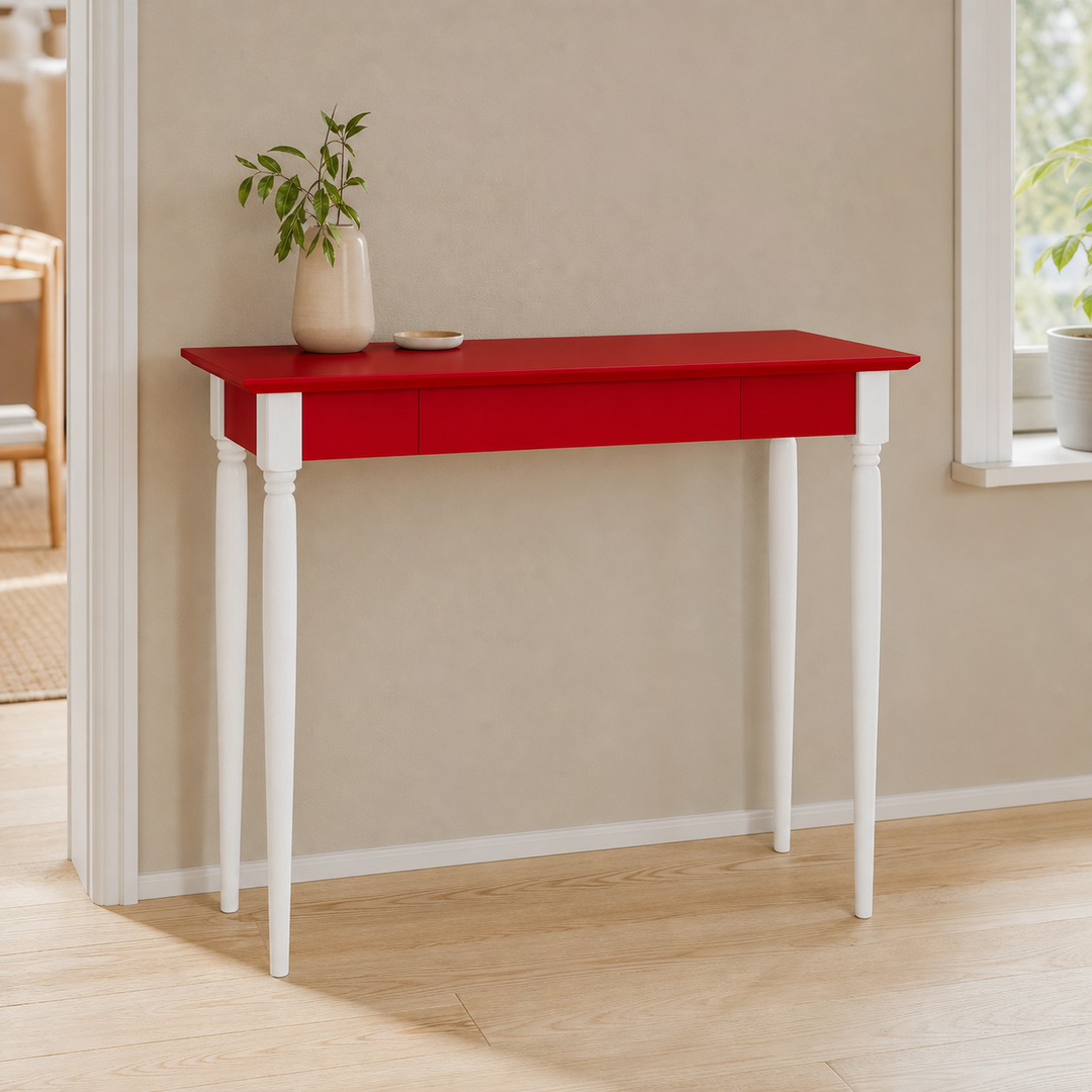 MAMO Skrivebord 105x40 cm  Hvide Ben / Røde – ren lys hjemscene