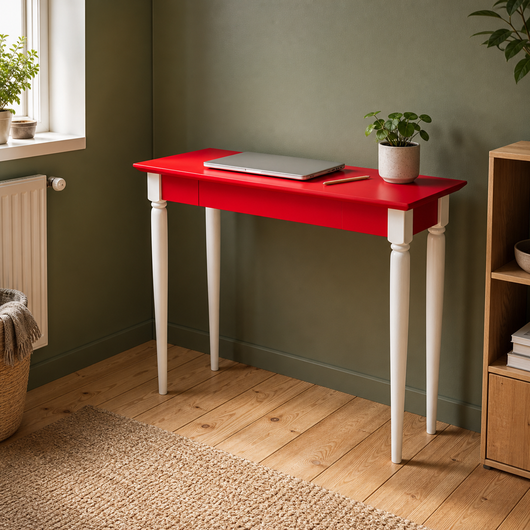MAMO Skrivebord 105x40 cm  Hvide Ben / Røde – anden livsstilsscene