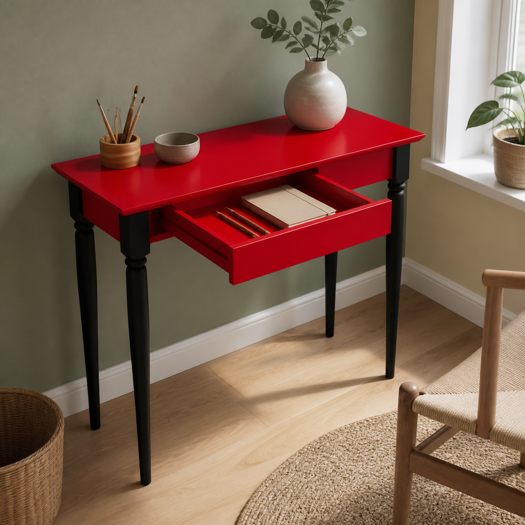 MAMO Skrivebord 105x40 cm  Sorte Ben / Røde – funktion eller vigtig anvendelse